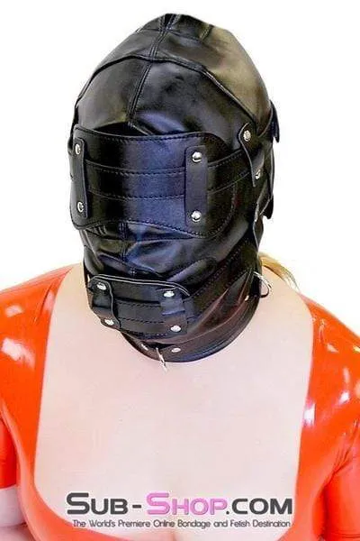 0194SM-SIS      Total Lockdown Full Locking Sissy BDSM Mistress for Hire Hood with Removable Blindfold & Penis Gag