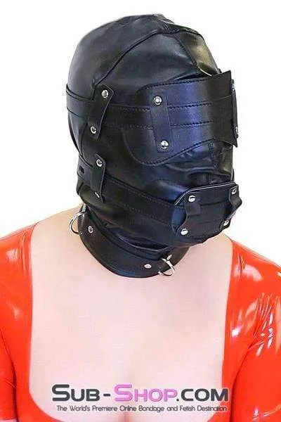 0194SM-SIS      Total Lockdown Full Locking Sissy BDSM Mistress for Hire Hood with Removable Blindfold & Penis Gag