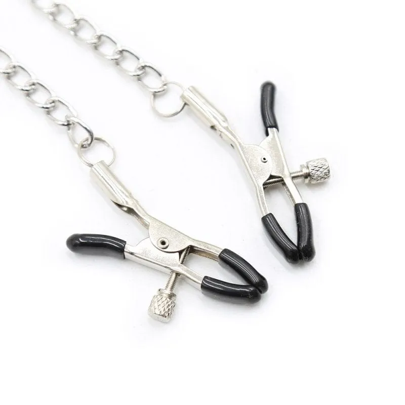 0221DL      Serving Chains Collar. Nipple and Pussy Clamps Set