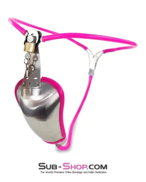 0251M   The Shield Invisible Male Chastity Belt with Pink Edging