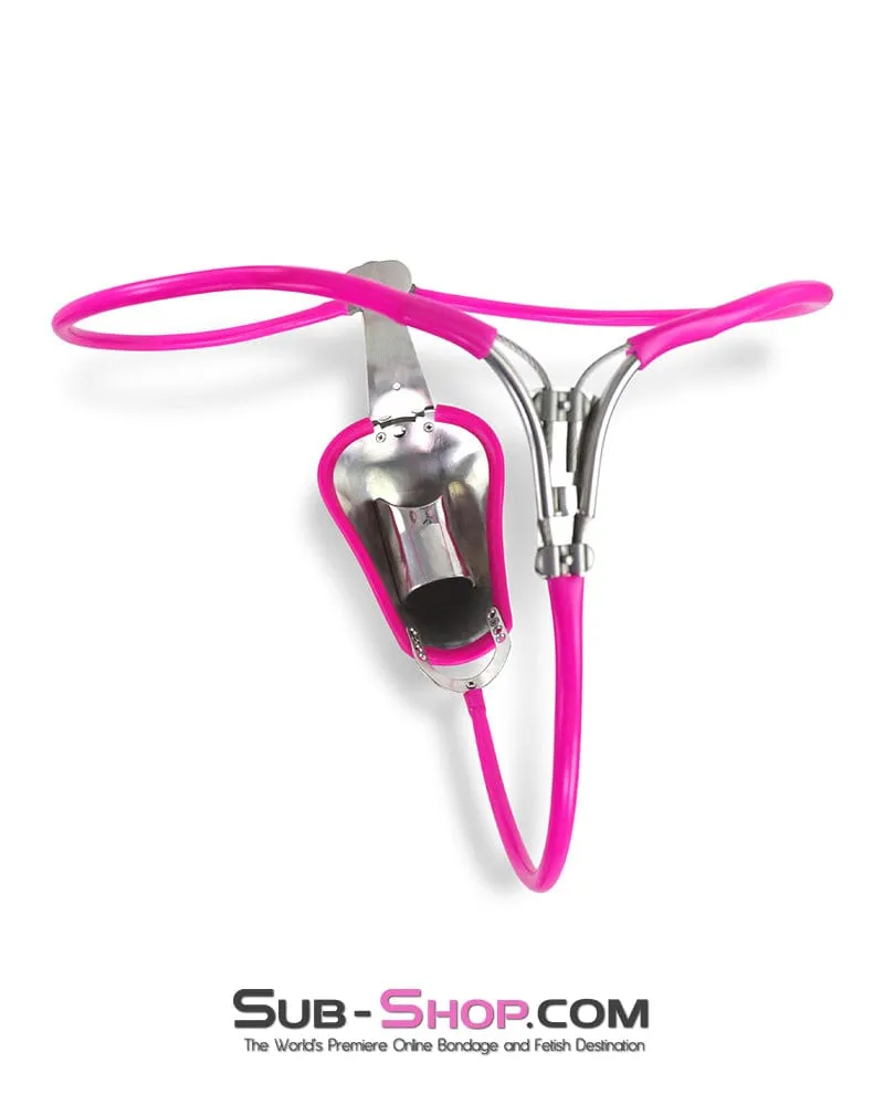 0251M   The Shield Invisible Male Chastity Belt with Pink Edging