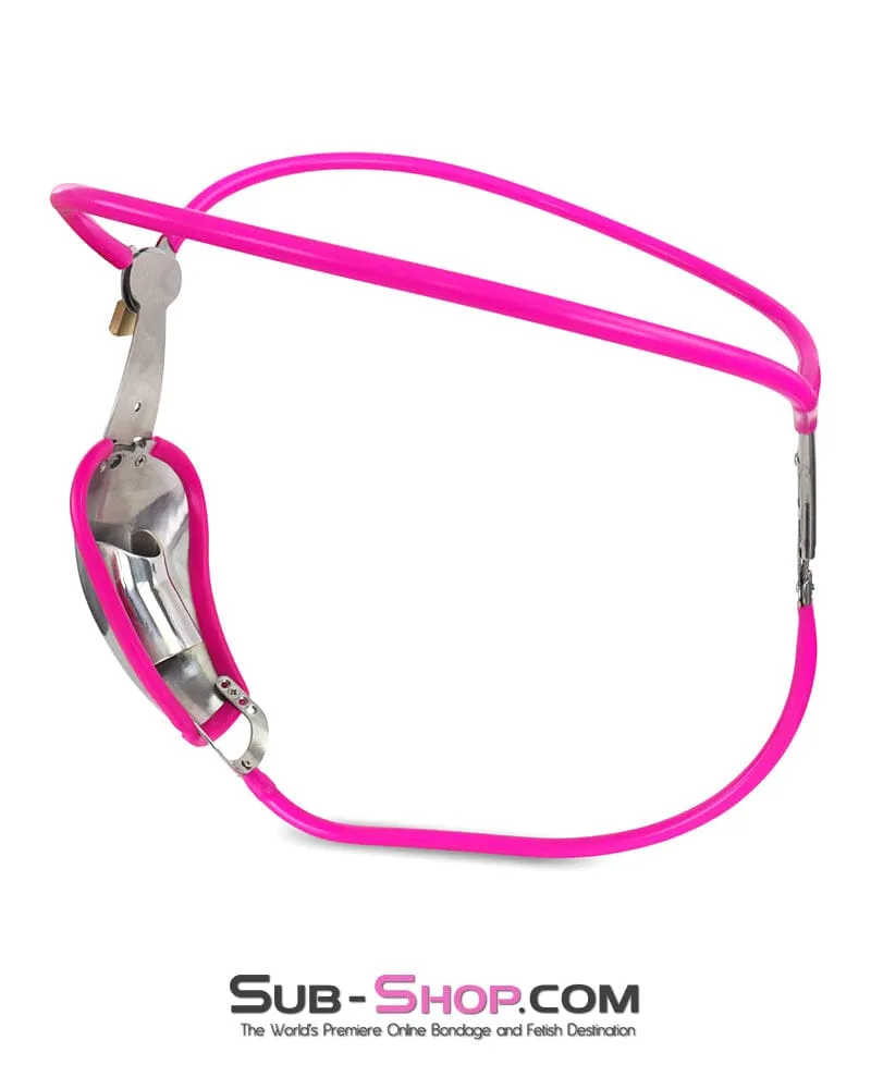 0251M   The Shield Invisible Male Chastity Belt with Pink Edging