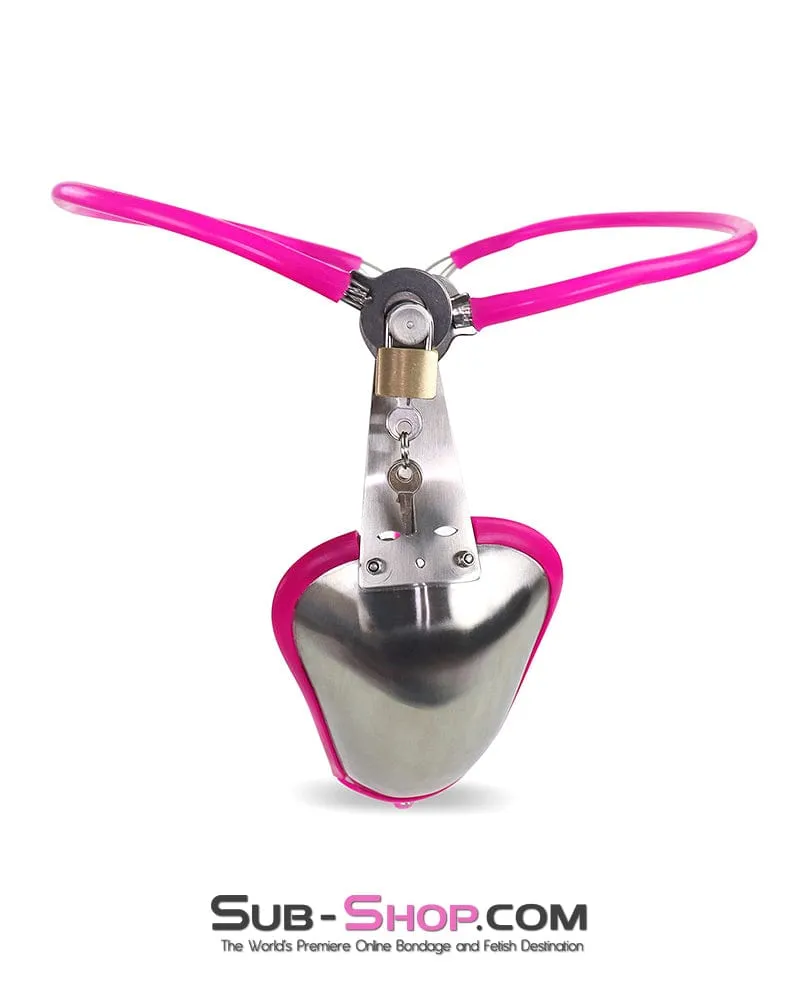 0251M   The Shield Invisible Male Chastity Belt with Pink Edging