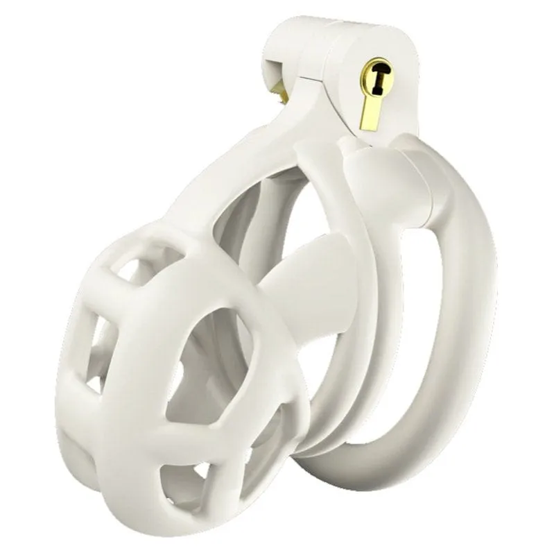 0265M  White Locking Male Chastity Cage - Discreet. Secure and Escape-Proof