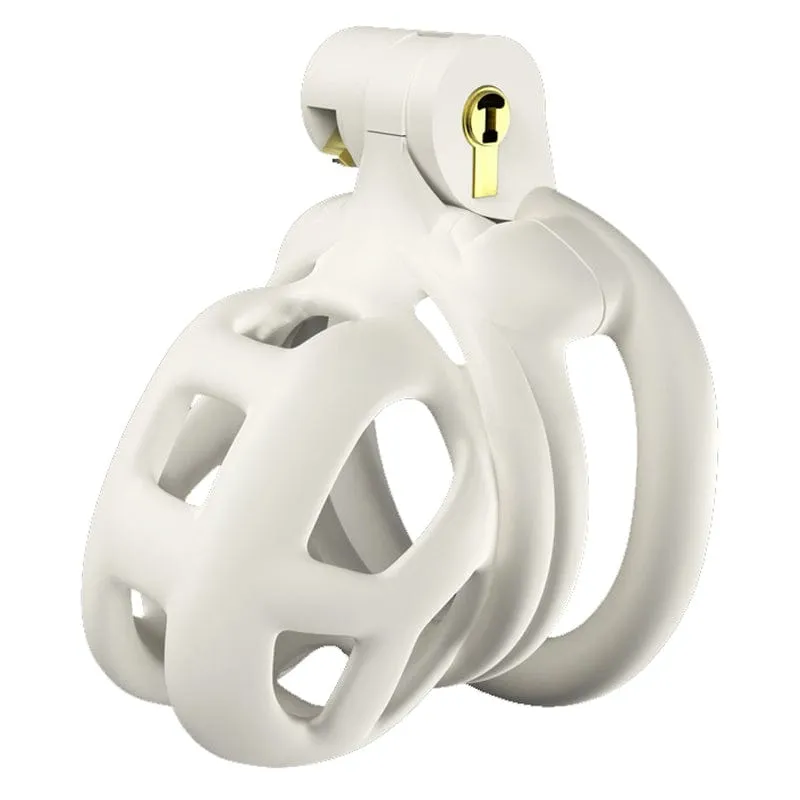 0265M  White Locking Male Chastity Cage - Discreet. Secure and Escape-Proof