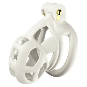 0265M  White Locking Male Chastity Cage - Discreet. Secure and Escape-Proof