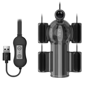 0341M  20 Function Penis Trainer Masturbator Sleeve with 5 USB Vibrating Bullets