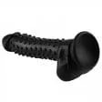 0367M  8.3 Bumpy Nubs Black Silicone Dildo with Balls and Suction Cup Base