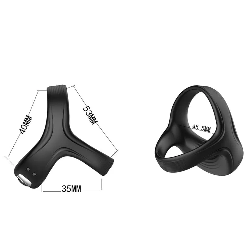0484M  7 Function Rechargeable Vibrating Silicone Cock and Balls Ring