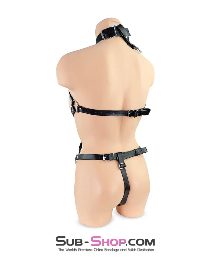 0506RS  Supple Bondage Body Harness with Collar and Armbinder Straps