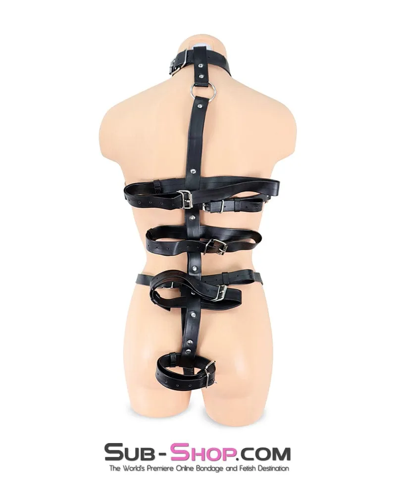 0506RS  Supple Bondage Body Harness with Collar and Armbinder Straps