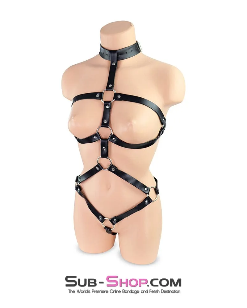 0506RS  Supple Bondage Body Harness with Collar and Armbinder Straps