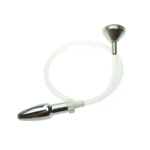 0519M  Steel Enema Butt Plug with Hose and Funnel Tip