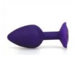 0523AE  Soft Silicone Butt Plug. Medium Purple Plug. Rhinestone Crystal  - LAST CHANCE - Final Closeout!