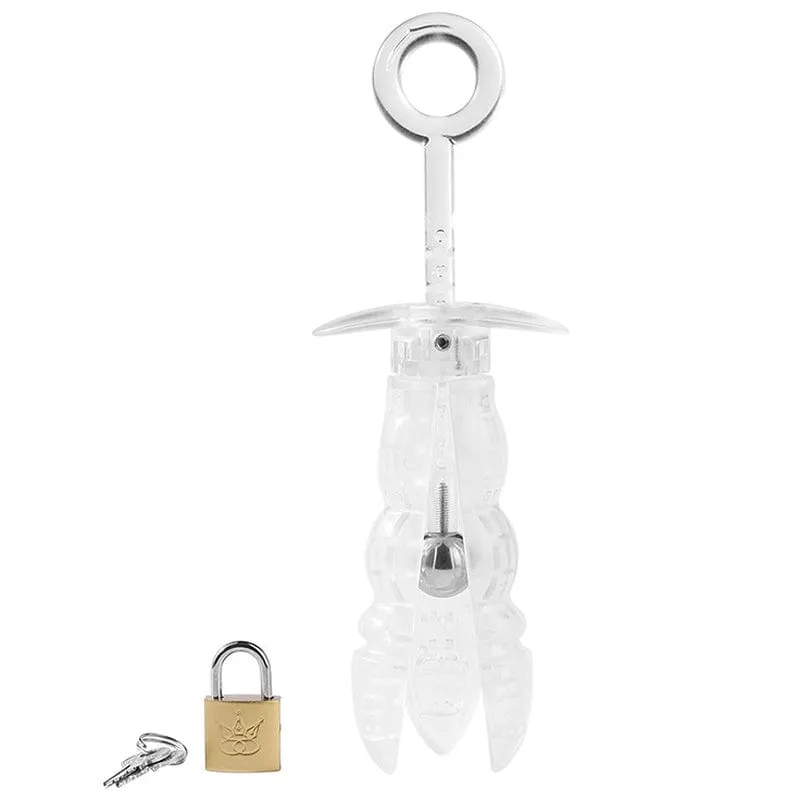 0564M   Locking Clear ABS Expanding Anal Trainer Punishment Device