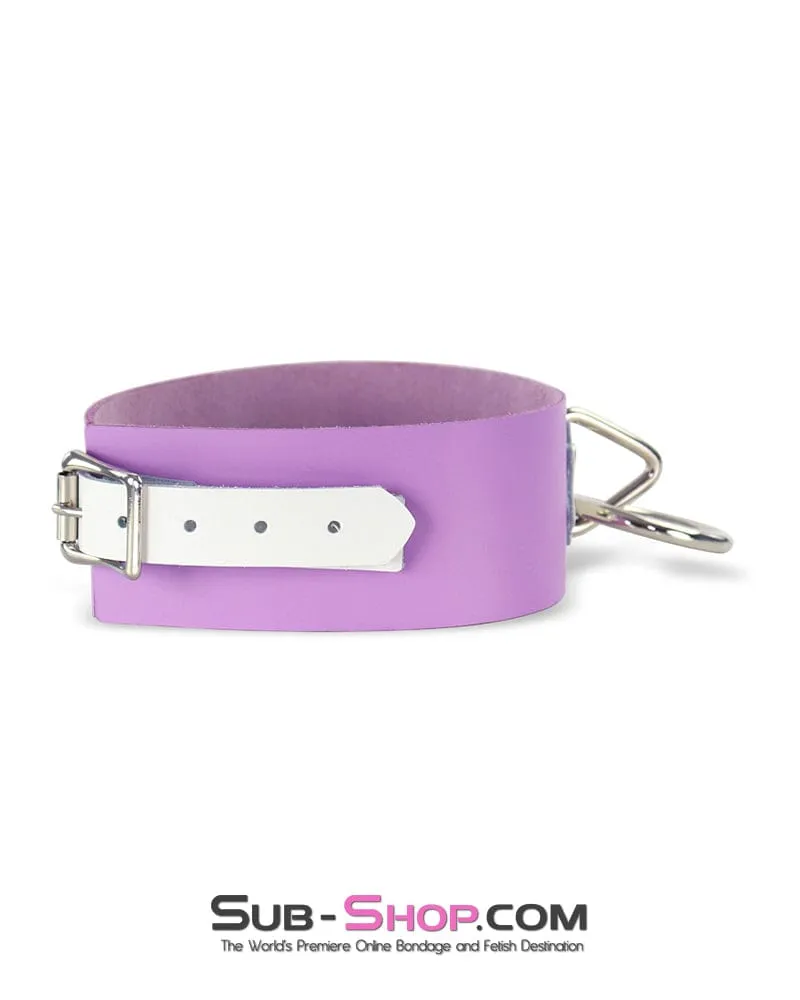 0566A  One Upon a Slave Purple Leather Bondage Collar