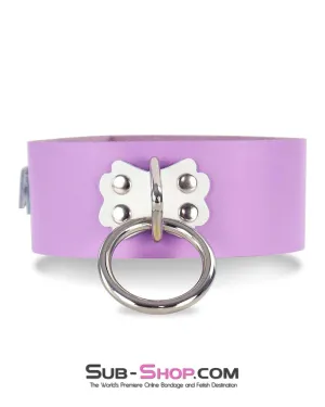 0566A  One Upon a Slave Purple Leather Bondage Collar