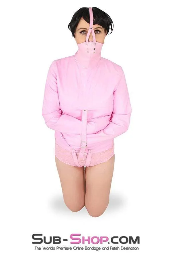 0790MH-SIS      Sissy Bitch Drive Me Crazy Pink Straitjacket
