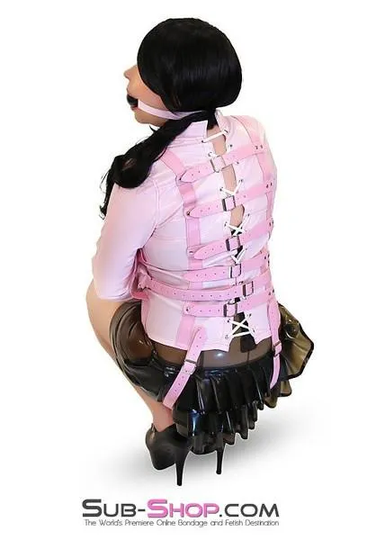 0790MH-SIS      Sissy Bitch Drive Me Crazy Pink Straitjacket