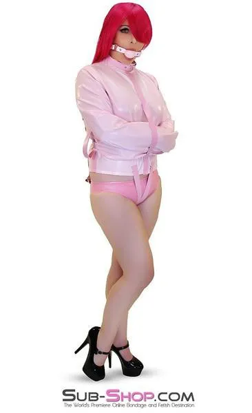 0790MH-SIS      Sissy Bitch Drive Me Crazy Pink Straitjacket