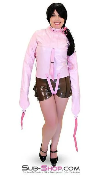 0790MH-SIS      Sissy Bitch Drive Me Crazy Pink Straitjacket