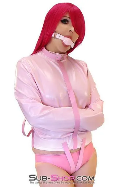 0790MH-SIS      Sissy Bitch Drive Me Crazy Pink Straitjacket