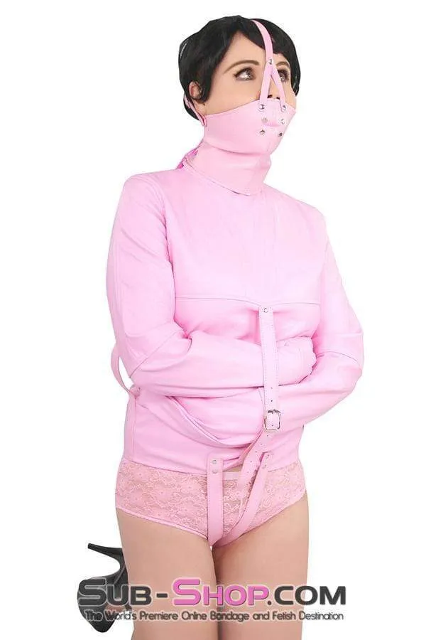 0790MH-SIS      Sissy Bitch Drive Me Crazy Pink Straitjacket