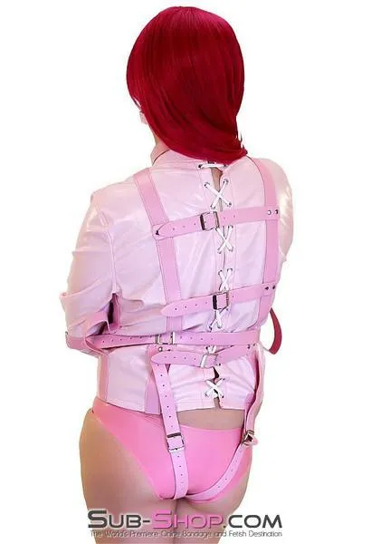 0790MH-SIS      Sissy Bitch Drive Me Crazy Pink Straitjacket