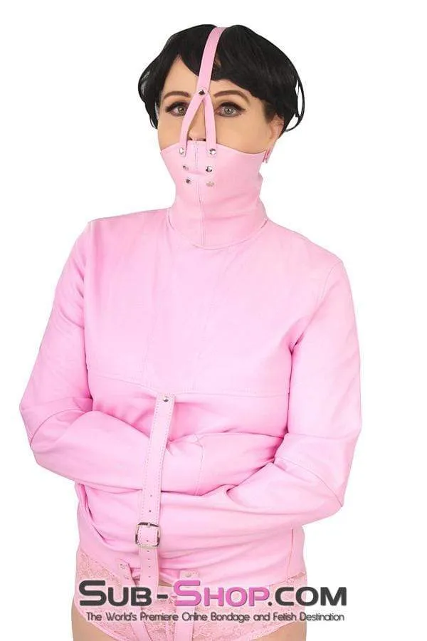 0790MH-SIS      Sissy Bitch Drive Me Crazy Pink Straitjacket