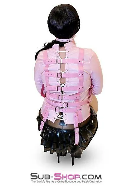 0790MH-SIS      Sissy Bitch Drive Me Crazy Pink Straitjacket