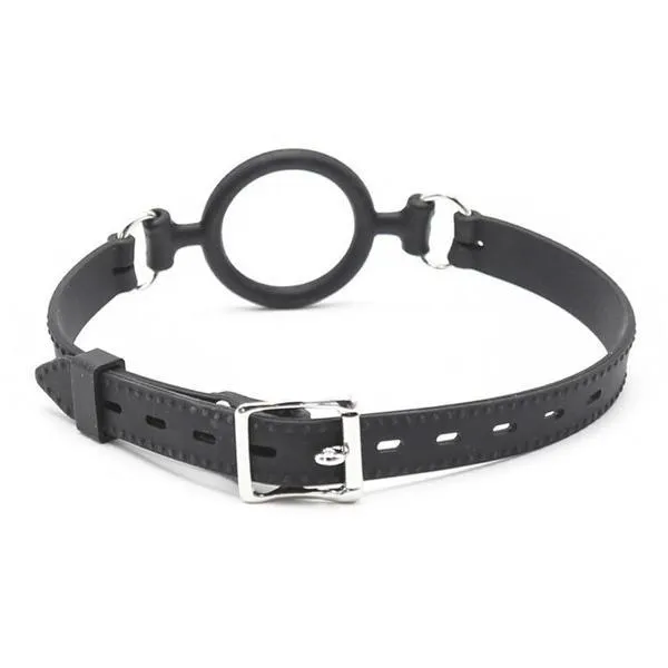 0806M-SIS      Sissy Slave Minx Sissy Submissive Locking 2 Wide Black Silicone Comfort Ring Gag