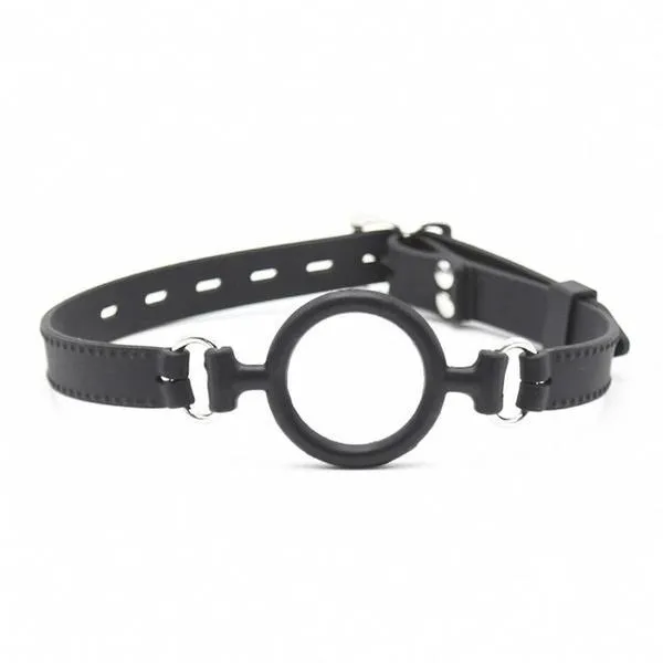 0806M-SIS      Sissy Slave Minx Sissy Submissive Locking 2 Wide Black Silicone Comfort Ring Gag