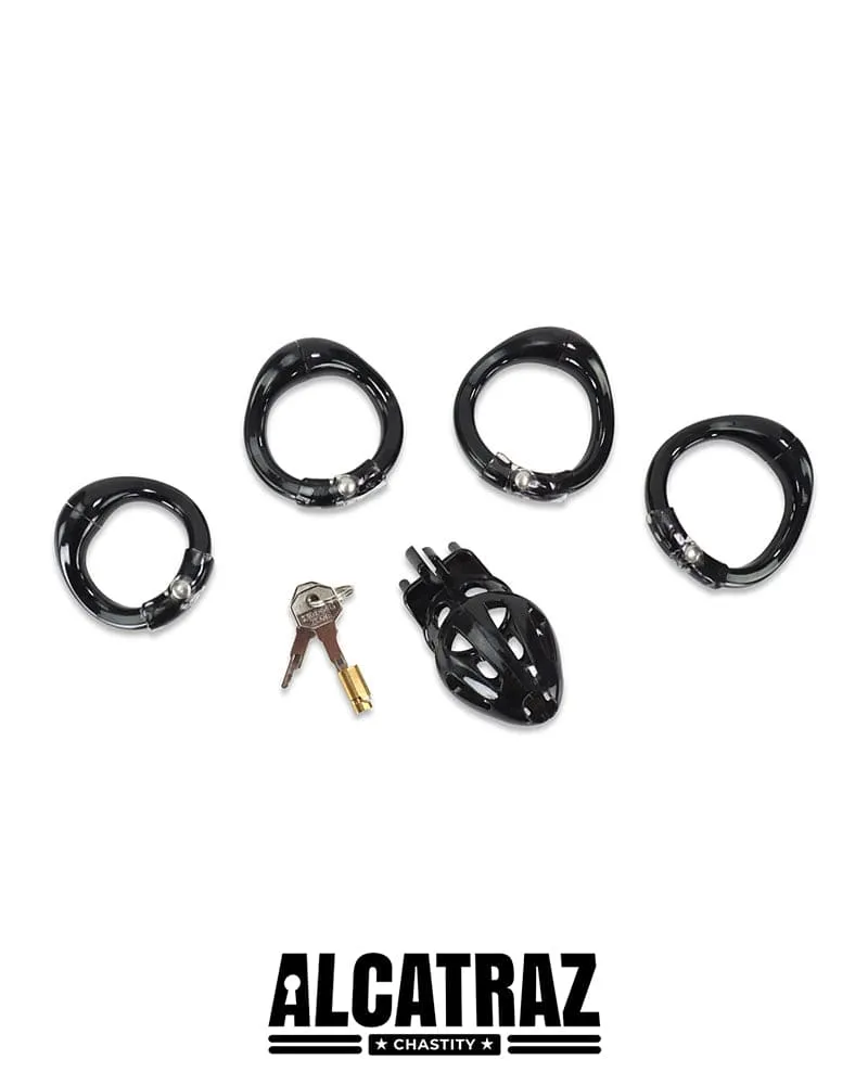 0862AR-SIS      Sissy Whore Locking Black Chastity Cock Cage. Medium Base Ring