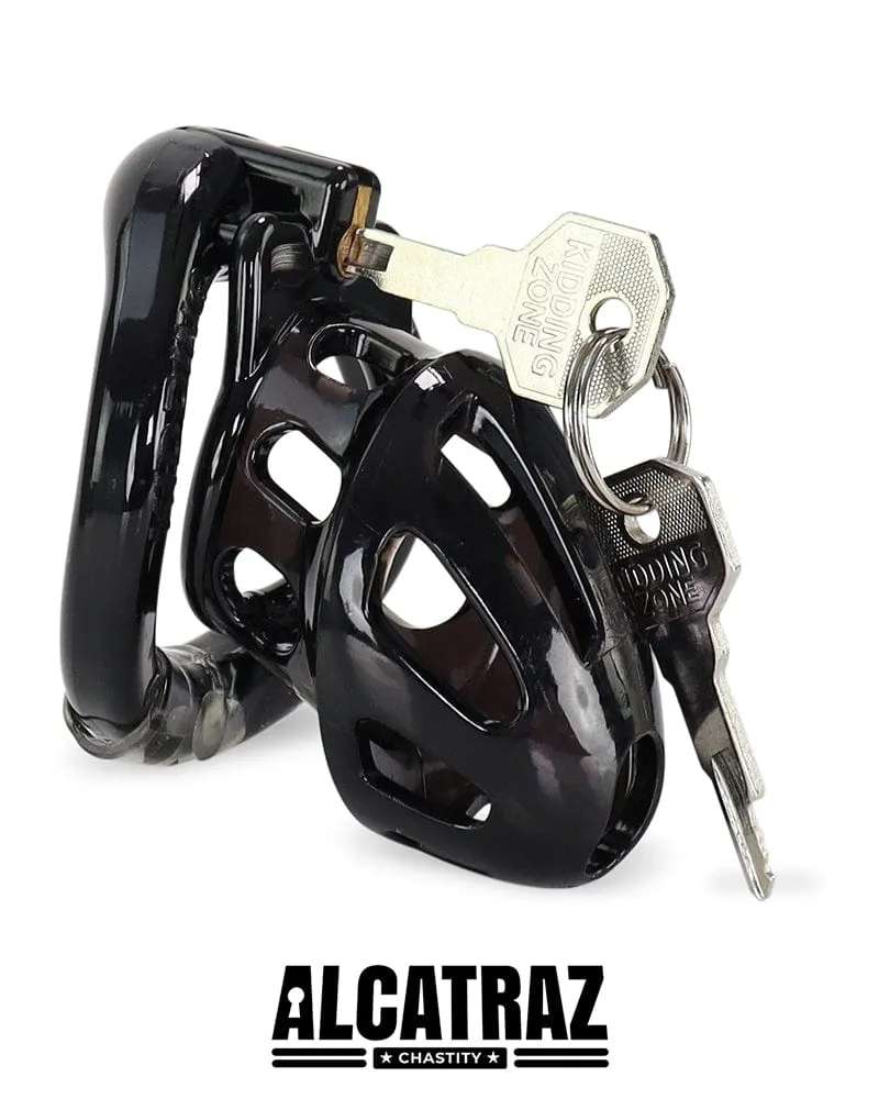 0862AR-SIS      Sissy Whore Locking Black Chastity Cock Cage. Medium Base Ring