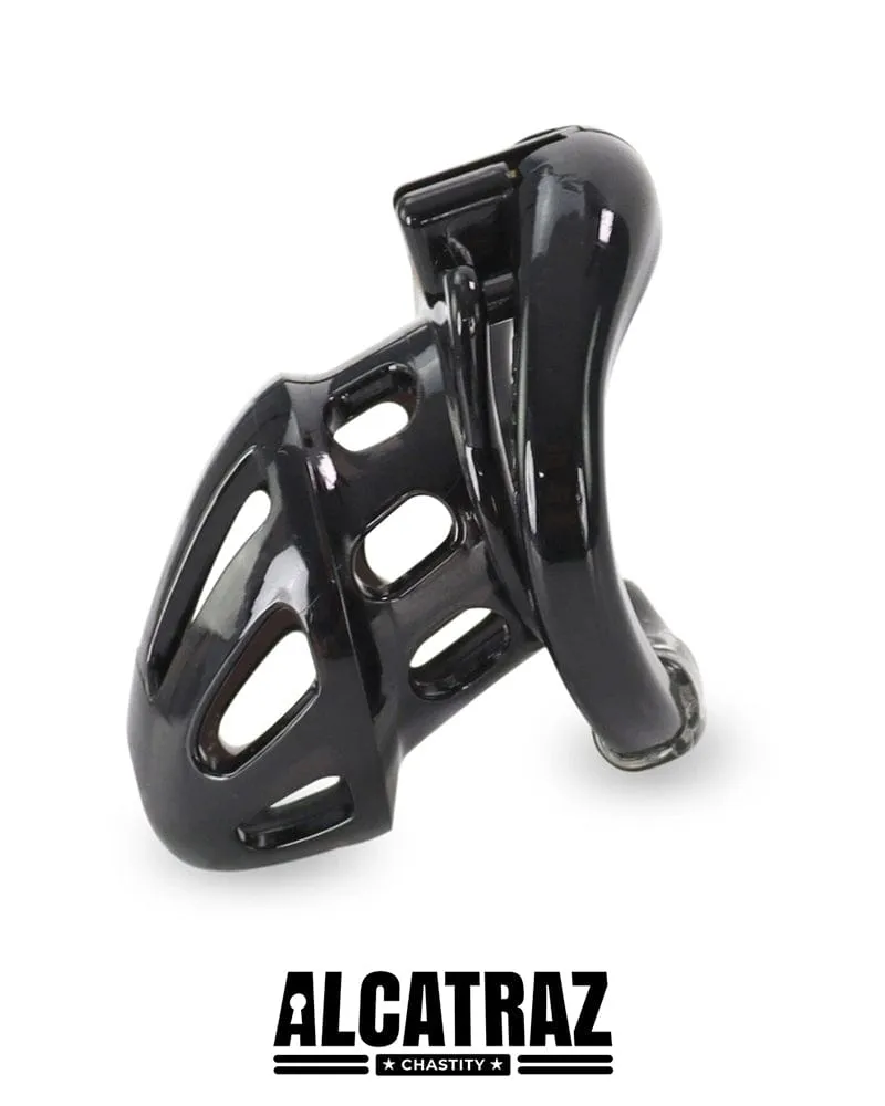 0862AR-SIS      Sissy Whore Locking Black Chastity Cock Cage. Medium Base Ring