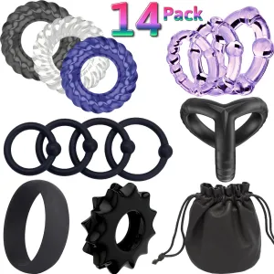 13 Cock Rings Strong Stretchable Penis Cock Balls Ring Stay Hard Couples Sex Toy
