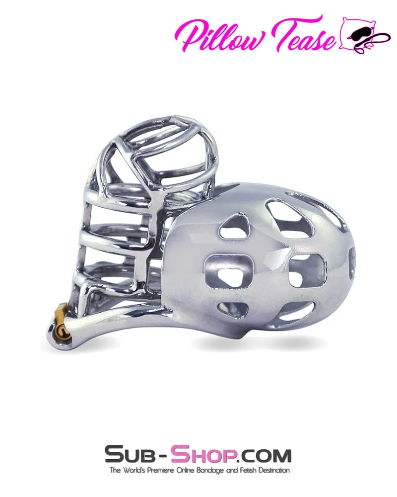 1445AR      Full Coverage Steel Locking Chastity Tease and CBT Device. 2 Cock Ring