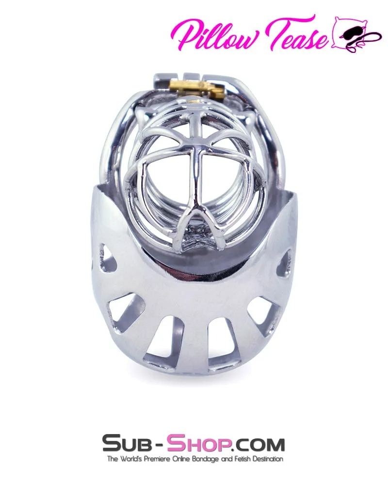 1445AR      Full Coverage Steel Locking Chastity Tease and CBT Device. 2 Cock Ring