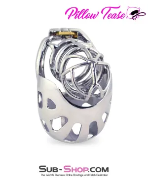 1445AR      Full Coverage Steel Locking Chastity Tease and CBT Device. 2 Cock Ring