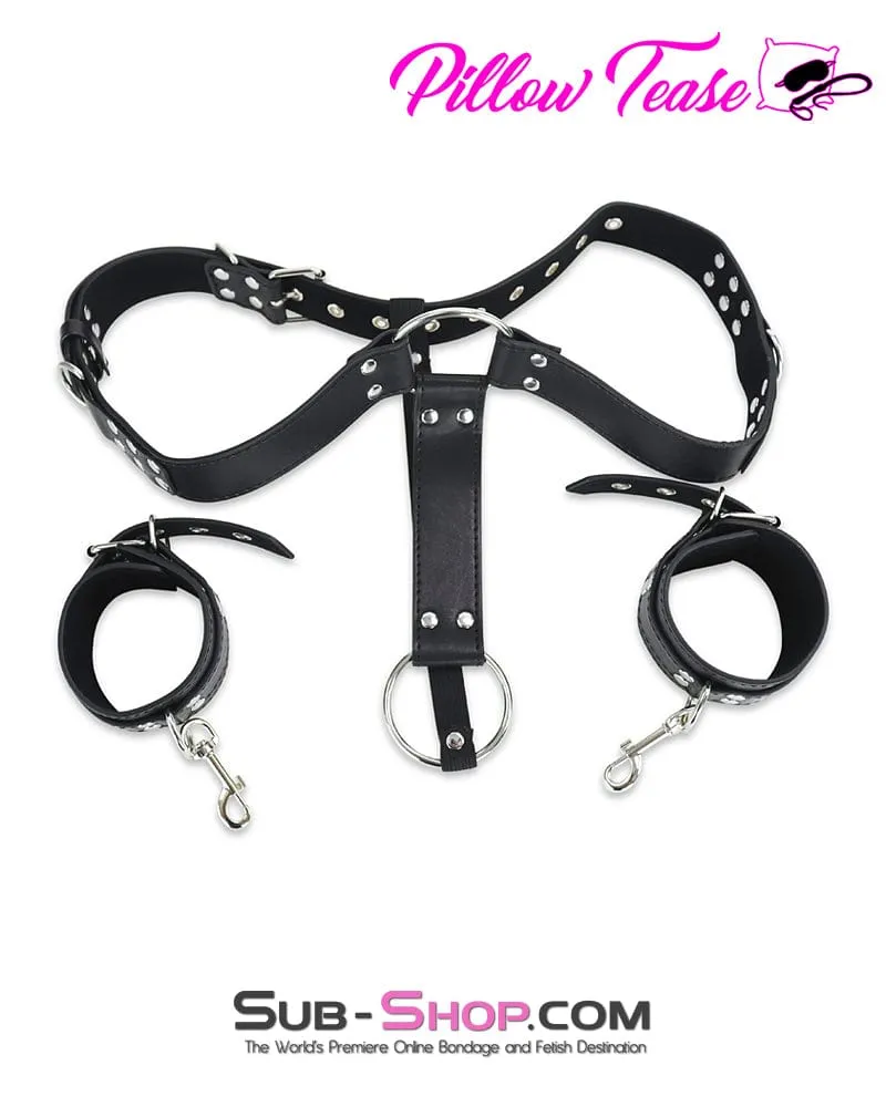 1546DL      Butt Plug Harness with Cock Ring and Wrist Bondage Cuffs