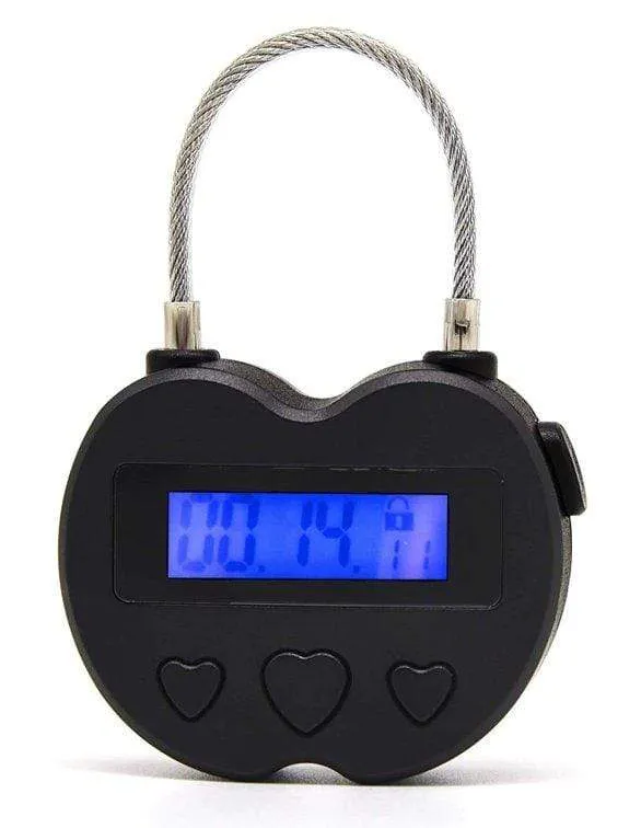 2747M-SIS      Sissy Boi Heart Shaped Time Lock Accessory USB Rechargeable Lock. The Forced Feminization Fantasy Female Domination Ultimate Self Bondage Lock