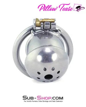 3838AR-SIS      Steel Capped Tube Full Enclosure Chastity Sissy Cock Cage with 2 Cock Ring
