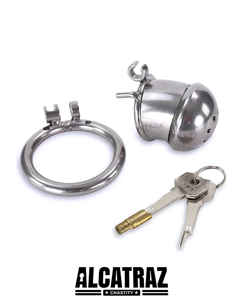 3838AR-SIS      Steel Capped Tube Full Enclosure Chastity Sissy Cock Cage with 2 Cock Ring