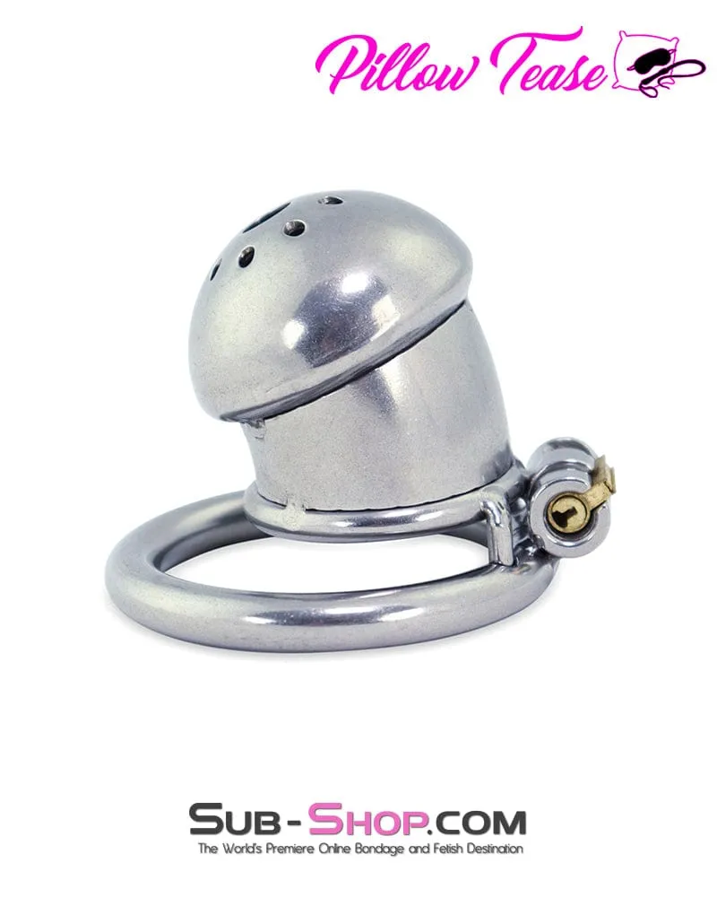 3838AR-SIS      Steel Capped Tube Full Enclosure Chastity Sissy Cock Cage with 2 Cock Ring
