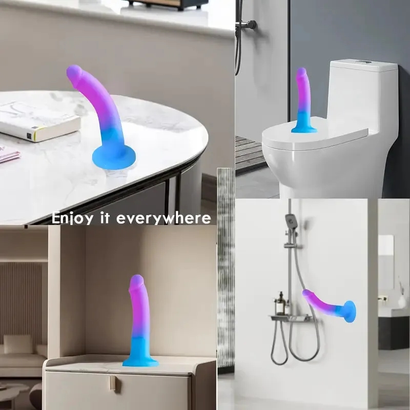 5.5 Soft Silicone Dildo Flexible Anal Plug With Suction Cup For Hands-Free