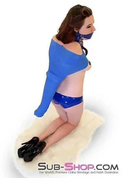 5749A-SIS      Pretty Fetish Services Wrap-Sure Self Adhesive Sissy Slave Bondage and Gag Wrap. Blue