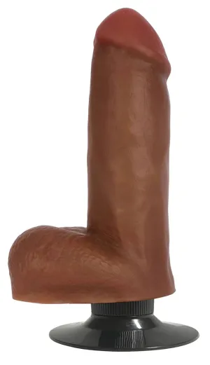 6 Bareskin Vibrating Dildo With Balls Latte