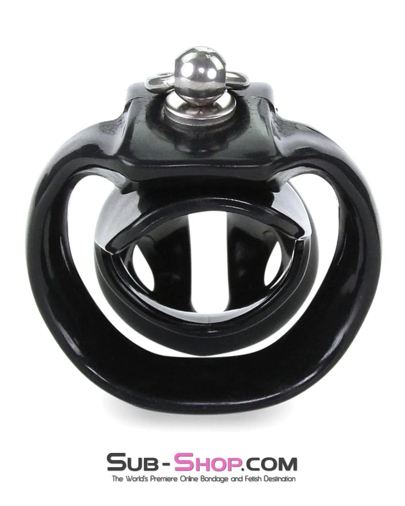 6893M-SIS      Sissy Boy Long Black Cock Cage with Lead Ring and Medium Cock Cuff Ring