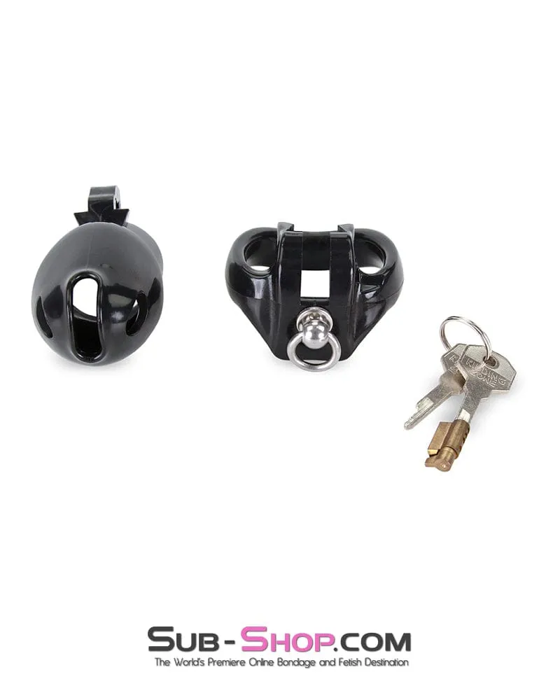 6893M-SIS      Sissy Boy Long Black Cock Cage with Lead Ring and Medium Cock Cuff Ring