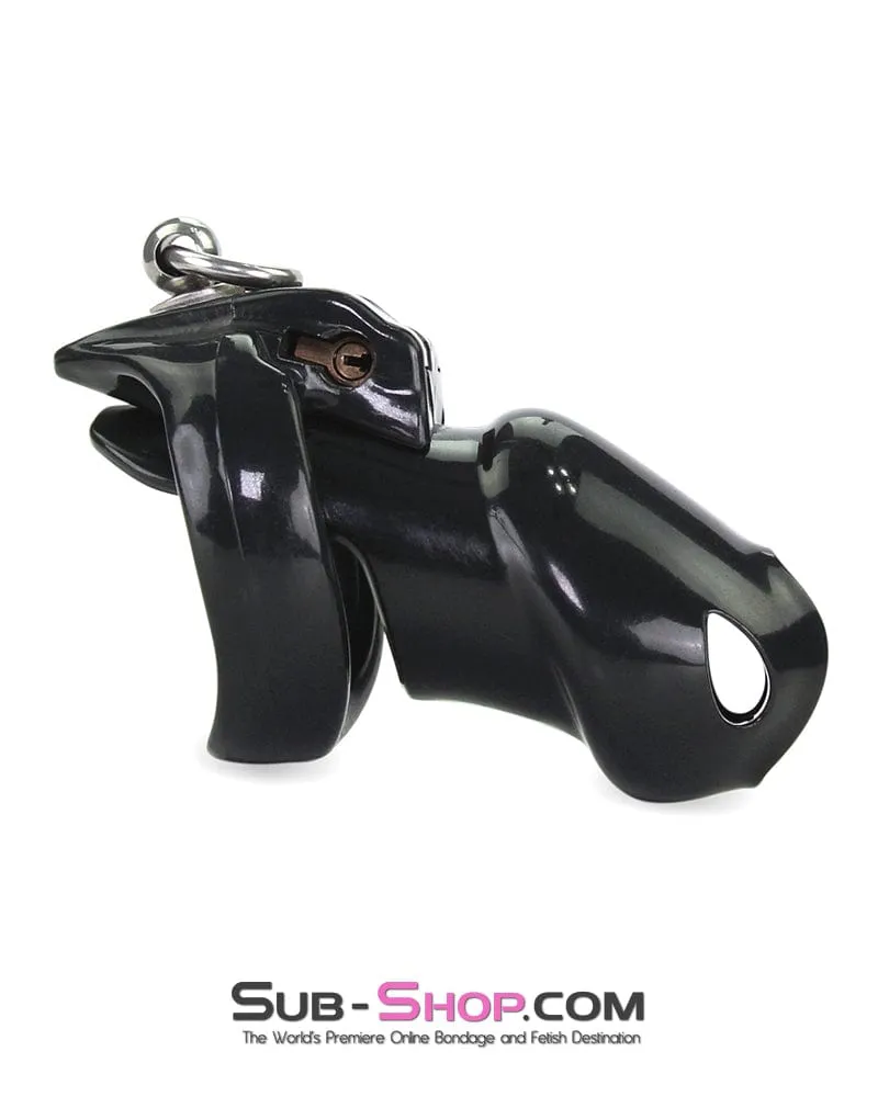 6893M-SIS      Sissy Boy Long Black Cock Cage with Lead Ring and Medium Cock Cuff Ring